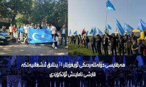 ھەرقايسى دۆلەتلەردىكى ئۇيغۇرلار 74 يىللىق ئىشغالىيەتكە قارشى نامايىش ئۆتكۈزدى